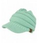 Trendy Apparel Shop Women's Ribbed Knit Winter Ponytail Visor Beanie Cap - Mint - CT188QKKICN