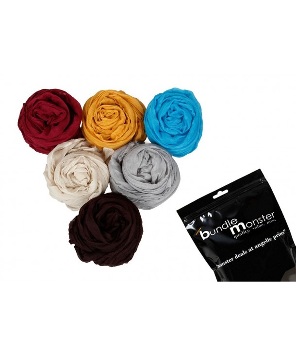 BMC Womens Fancy Crinkle Shawl Scarf Fashion Cotton Scarves Mixed Solid Color Lot - Set 2 - CB11CXGX7Q5