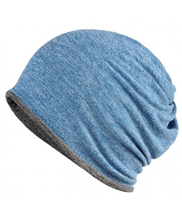 WETOO Ponytail Beanie Hat Slouchy Beanie Hats and Scarf Dual Use With Hole - Blue - C6186W58TH9