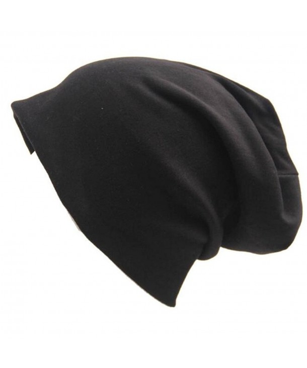 Century Star Unisex Baggy Lightweight Hip-Hop Soft Cotton Slouchy Stretch Beanie Hat - Black - CX17XXKDOY4