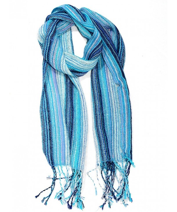 Gamboa Warm Alpaca Scarf - Striped Design - Turquoise Tones - CS125SZHOY3