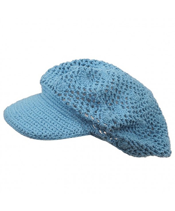 Crocheted Newsboy Hats(01)-Sky - CU111QRF77T
