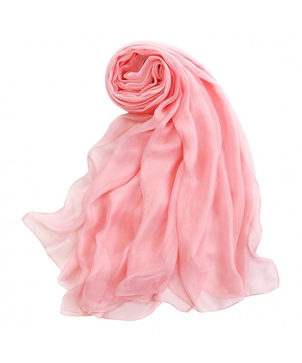 CHANGXIN Women's Fashion Soft Solid Color Silk Long Scarf - Pink1 - C4186AMZL76