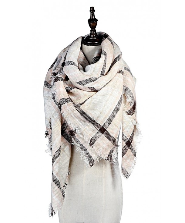 Lamamamas Plaid Blanket Scarf Warm Cozy Tartan Wrap Shawl Winter Scarfs for Women - Grey - CF182AA256L