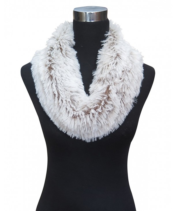 Lina & Lily Bi-color Women's Infinity Loop Faux Fur Winter Scarf - White and Brown - CU128795LW9