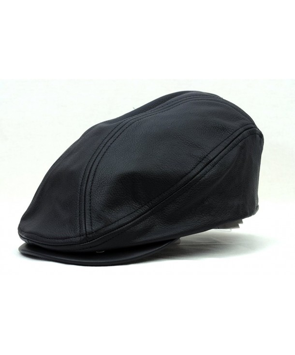 Men's Genuine Leather Ivy Cap Made in USA-Black-L/XL - CW11G65NQ97