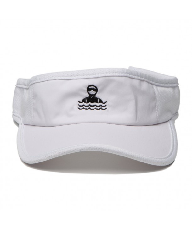 Women Sun Hats Embroidered Scuba Visor Wide Brim Cap UV Protection Summer Cap (White) - CW184C2A7HN