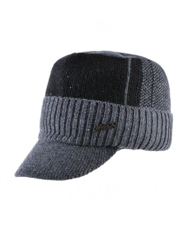 Winter Military Hats Bone Baseball Knitted Wool Caps Warm Gorros Scarf Set - Gray - CI1878I07LW