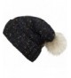 Chalier Womens Winter Confetti CC Style Beanies Knit Stretch Pom Pom Beanie Hat - Black - C3188HTW5QX
