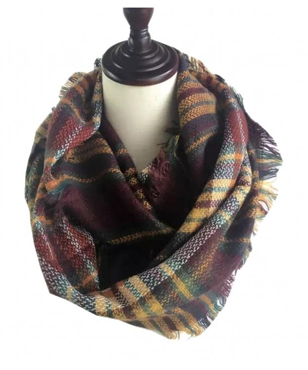 HONEYJOY Lady Comfort Warm Fashion Lovely Chunky Tartan Plaid Blanket Scarf Wrap - 9 - CS12N8ZTNU9