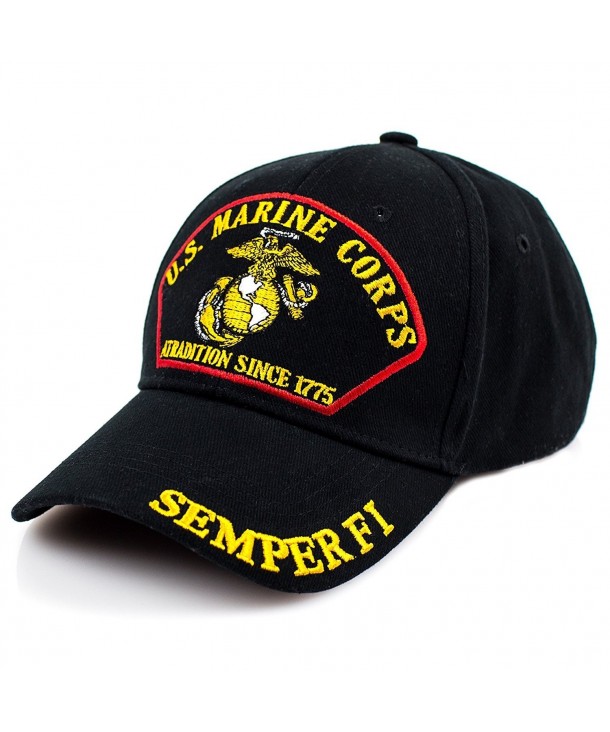 Exclusive Caps - U.S. Marine Corps Semper Fi Hat Baseball Cap - Black - C717YYYZQ9I
