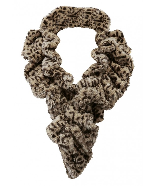 Women's Faux Fur Scarf - Scrunchie Loop Neck Wrap - Leopard - CE187USNIC5
