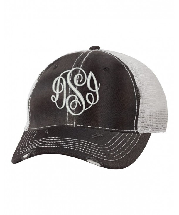 C. Claire Embroidery Women's Monogrammed Trucker Hat - Black/Silver - C612LLR086D