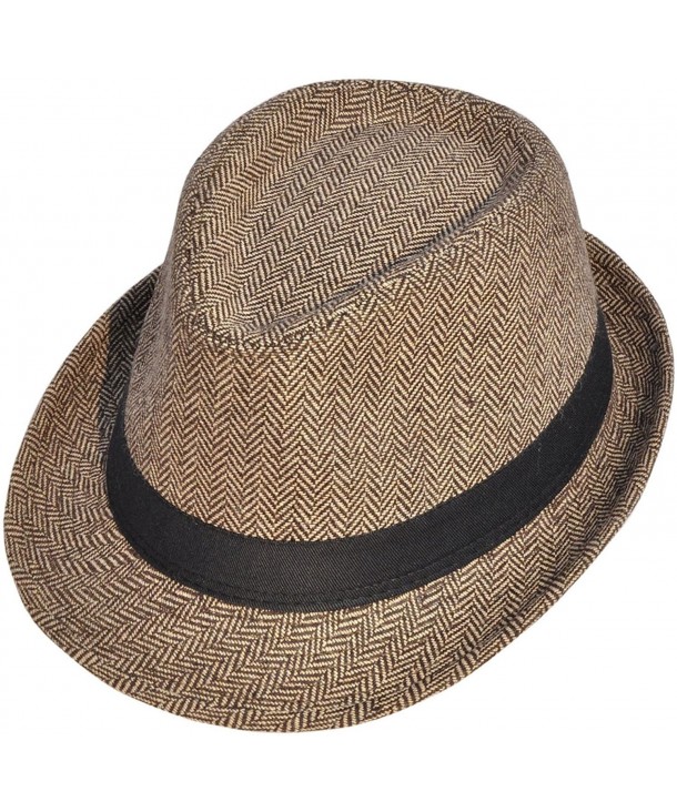 Classic Gangster Stain-Resistant Crushable Gentleman's Fedora - 01_brown/Tan - CA12O5SJ4JT