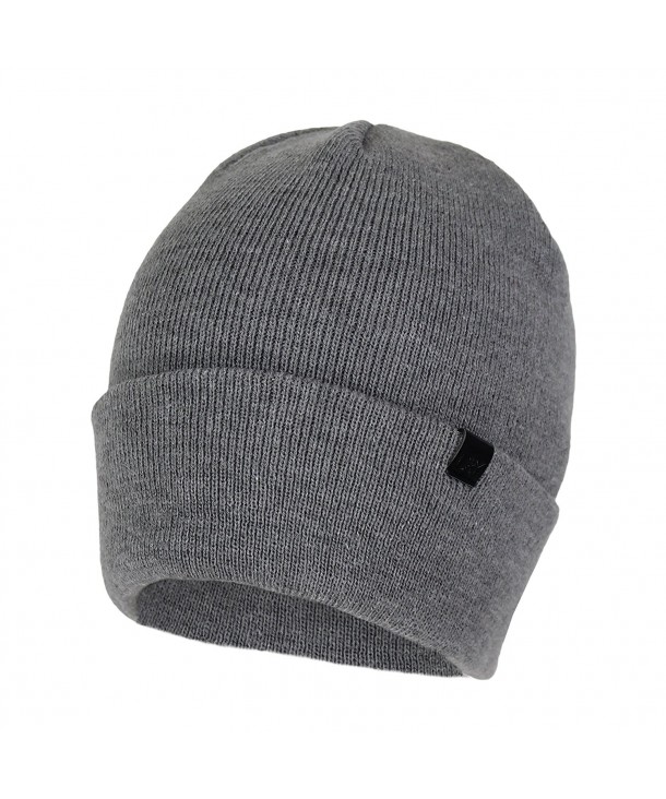 David & Young Classic Ribbed Knit Beanie Hat With Stretch Cuff- Converts To Winter Slouch Skully - Heather Gray - CQ186IOEMRO