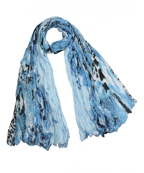 Street Style Rose Leopard Print Chain Link Fence Scarf Sarong - Fba - Light Blue - CD119CN4V4J