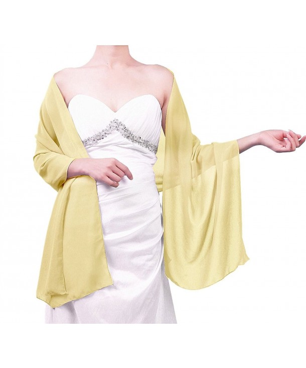 Joy To Life Chiffon Wedding Dress Scarf Shawl Scarves Wrap - Champagne - CQ12EHXLZ29