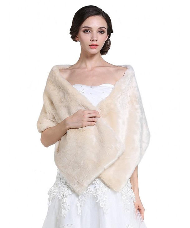 Aukmla Bridal Wraps and Shawls Fur Stole for Women and Girls. - Beige - CW185TE6730