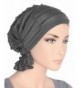 Turban Plus The Abbey Cap in Ruffle Fabric Chemo Caps Cancer Hats for Women - 03- Ruffle Charcoal Gray - C411CYVM5J9