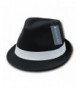 Lightweight Fashionable Poly Woven Classic Fedora Hat - Black/White - C012O0WNJQS