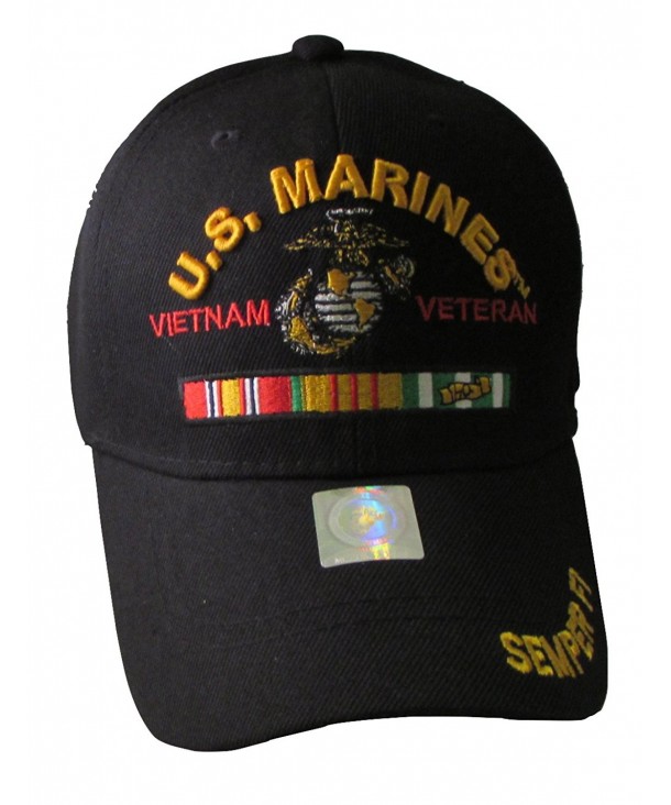 U.S. Marines Vietnam Veteran Adjustable Baseball Cap - Black - CZ11XSCF0IV