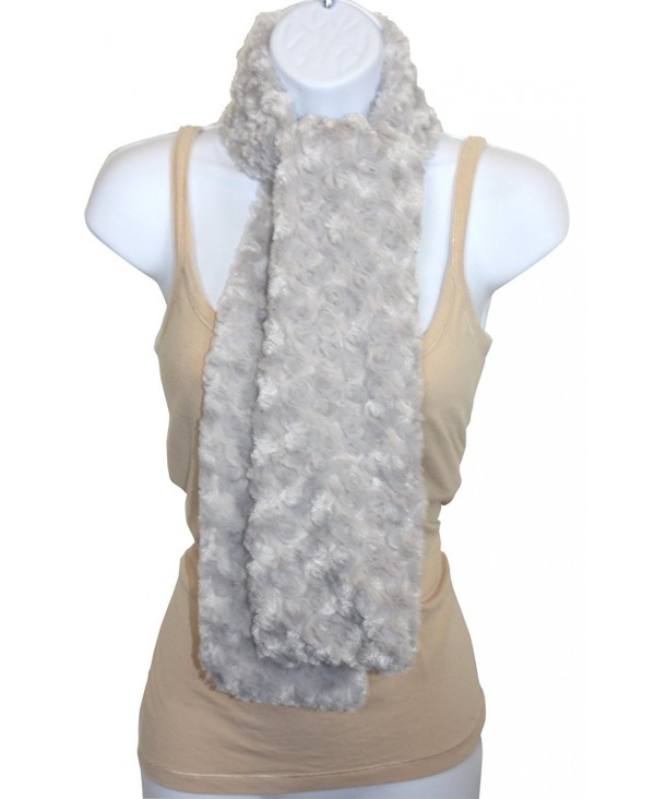 Minky Rosebud Swirl Scarf - Silver Grey - CG129ZCLL1H