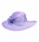 Lawliet Women Solid Color Sinamay Wide Brim Sun Hat Dress Flower Bow A435 - Purple - C617Z6KKWD5