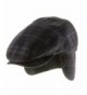 Tusco Wool Grey Plaid Ivy Cap Newsboy Hat with Fleece Ear Flaps - Navy - CG11POHBUEL