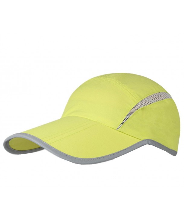 Connectyle Foldable Mesh Sports Cap with Reflective Stripe Breathable Sun Runner Cap - Light Green - CE17YLE3AKL