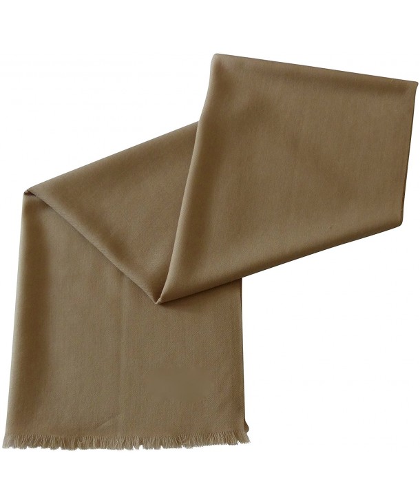 Solid Color Design 100% Wool 2 Ply Shawl Pashmina Scarf Wrap Stole CJ Apparel NEW - Beige - CK1279IELON