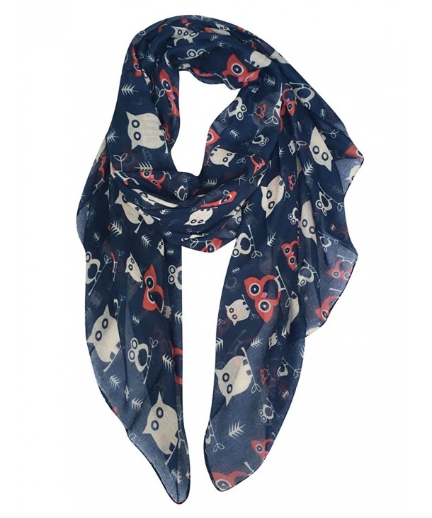 GERINLY Animal Print Scarves Owl Pattern Fashion Wrap Scarf - Various Colors - Dark Blue - CF186M6DASG