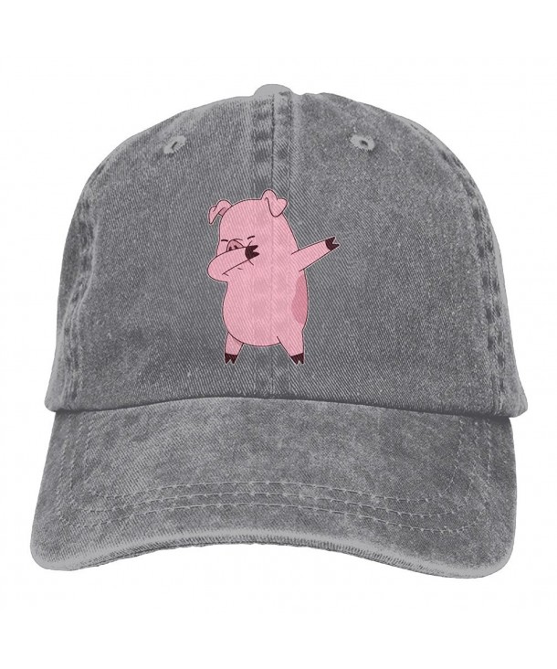 Men's Or Women's Pig Dabbing Yarn-Dyed Denim Baseball Hat Adjustable Trucker Cap - Ash - C8187W487D7