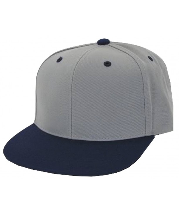 New Premium Plain Snapback Baseball Caps Two Tone Grey/Royal Blue Bill - CG11GHH4R97