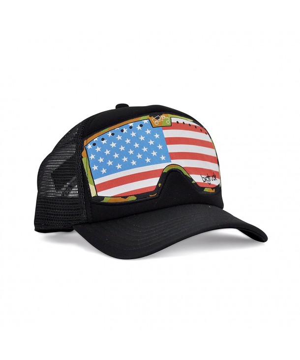 bigtruck Original G.Line Mesh Snapback Trucker Hat- Goggle Black/American Flag - CP12E6U5NS5