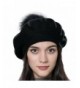 URSFUR Unisex Winter Hat Womens Knit Wool Beret Cap with Fur Ball Pom Pom - Black - C312MAJ8RFP