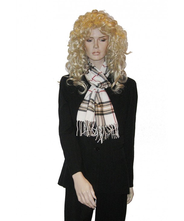 Cashmere Feel Unisex Pashmina Scarf in Checks and Plaid (IVORY) - Ivory - CY115LO76D1