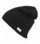 Evony Warm Thick Slouch Beanie for Women- Textured Knit with Soft Inner Lining - One Size - Black - C318924H78H