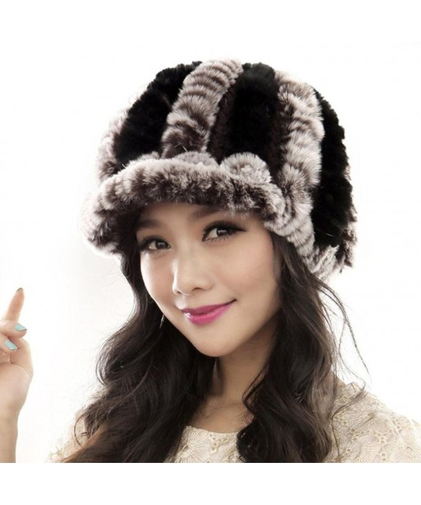 AutumnFall Women Girls Fluffy Knit Hat Crochet Winter Warm Snow Cap with Visor - A - CR12O3VGTD3