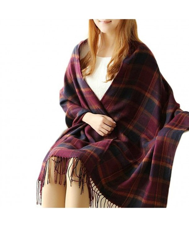 Elite99 Plaid Blanket Scarf Women Square Long Scarves Warm Tartan Checked Shawl Winter - Style 5 - C212O4UXSUW