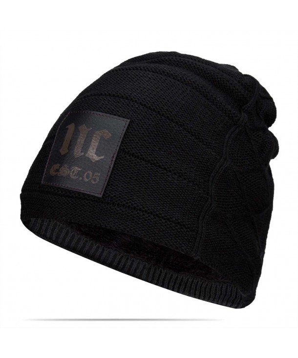 Nine City Stylish Unisex Baggy Beanie Slouchy Crease Knit Beanie Baggy Skull Cap Hat (Black) - CT12MN19K51