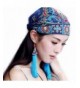 TURBANS For Women- Elegant Embroidered Elastic Turban Hat Head Scarf Chemo Caps - Blue - CL12FS8T9HP