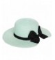 Women's Vintage Classic Derby Panama Hat Floppy Wide Brim Summer Style Beach Hat - Blue - CN12GSPMUBJ