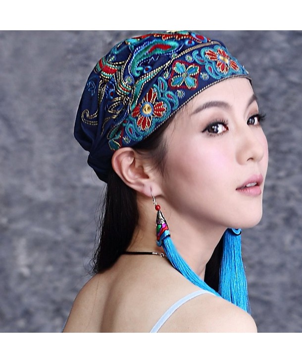 TURBANS For Women- Elegant Embroidered Elastic Turban Hat Head Scarf ...