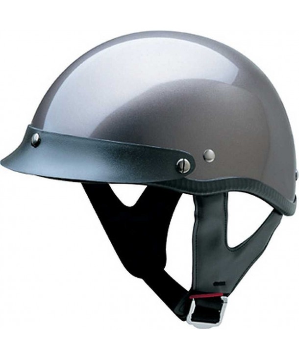 HCI Gloss Deep Silver Motorcycle Half Helmet w/ Visor - ABS Shell 100-112 - CN11HNUC7R1