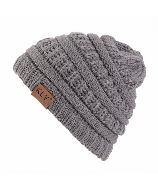 Oksale Baby Solid Winter Warm Crochet Knit Ski Beanie Slouchy Caps Hat - Gray - CQ186K0O0TA