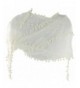 Silver Fever Elegant Skinny Lace Scarf with Pompoms - White - CG12F6S0CZF