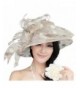 June's Young Women Hat Sun Hat Paillette Wide Brim Organza Feather - Champagne - CS11OIBH8RH