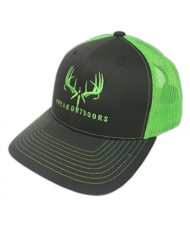 Freak Outdoors Brand Baseball Fit Snapback Hat - Charcoal/Neon Green - C1186I2TN6L