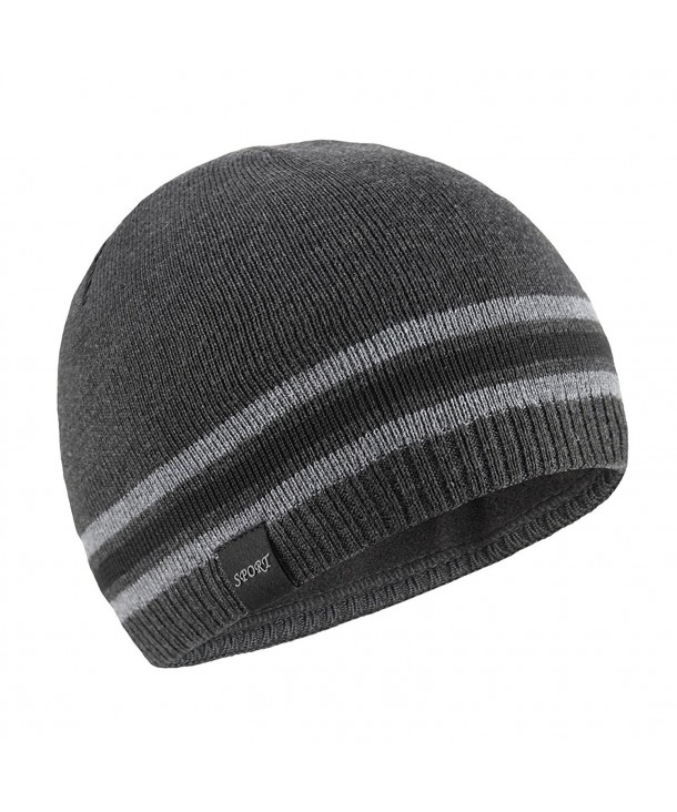 OMECHY Mens Winter Beanie Hat Warm Cuff Toboggan Knit Ski Skull Cap - Grey - C01880SMM95