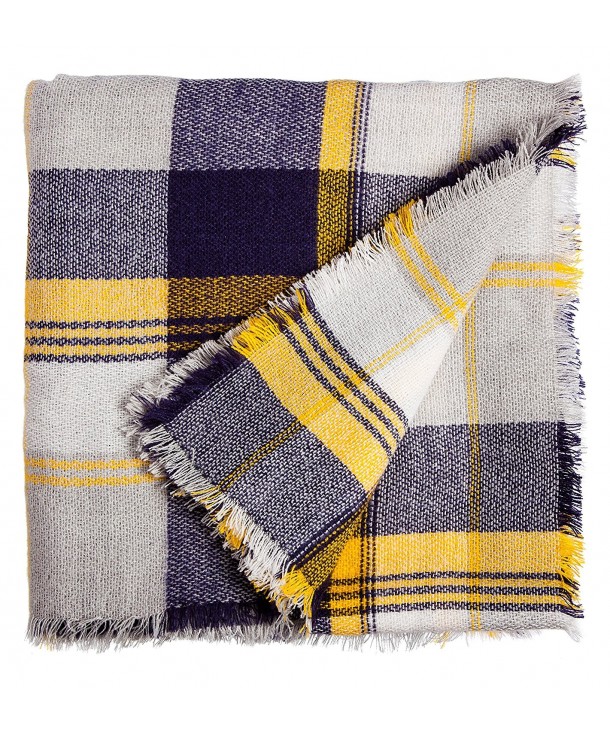 Blossom Boutique Plaid Blanket Scarf - Yellow - CZ12N3A1RY5
